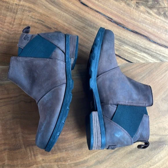 SOREL Emilie Brown Leather Waterproof Boots Booties Women’s Size 9.5 - Picture 5 of 12